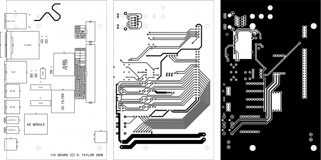 I/O board bottom layer, top plane and silkscreen